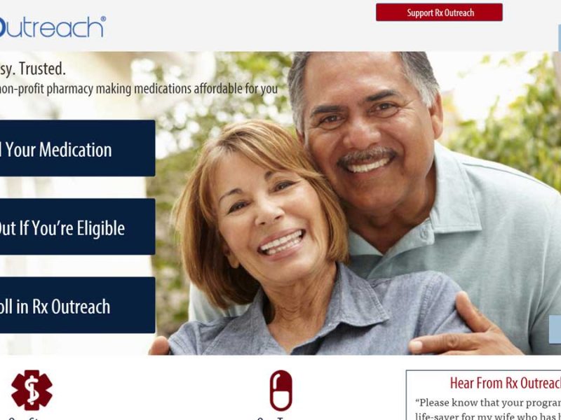 Screenshot of landing page for RX Outreach